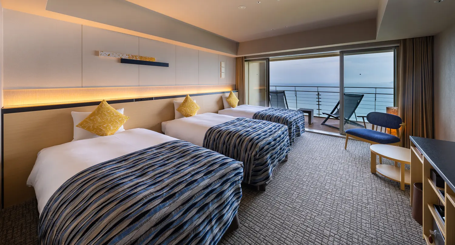 【オーシャンビュー】最上階スーペリアツイン（ウッドデッキ・シャワーブース付）