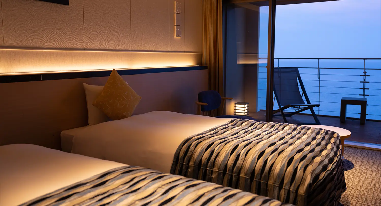 【オーシャンビュー】最上階スーペリアツイン（ウッドデッキ・シャワーブース付）