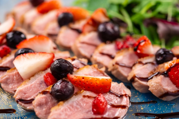 Roasted duck with berries