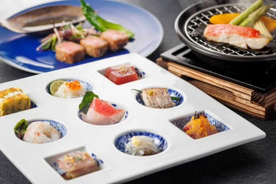 【土地の恵み会席】金目鯛や海鮮九種のお造里など地元食材をご堪能