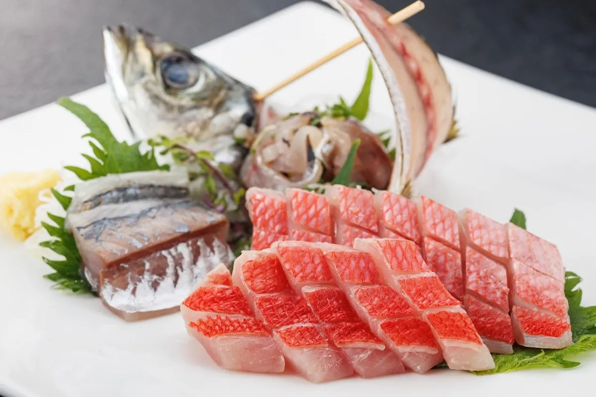 地金目鯛と地鯵のお造り二種盛り