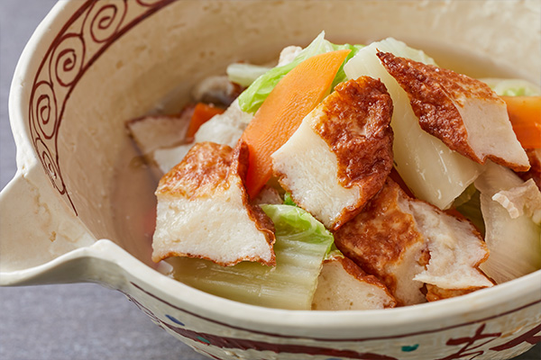 玉ねぎ天と白菜と豚肉の旨煮