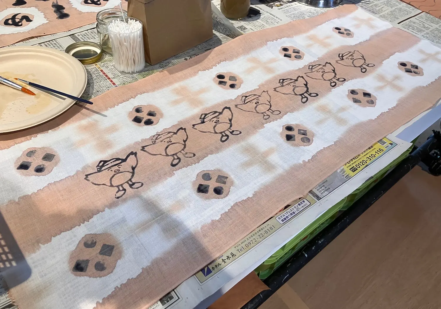 手ぬぐいを温泉で染めよう