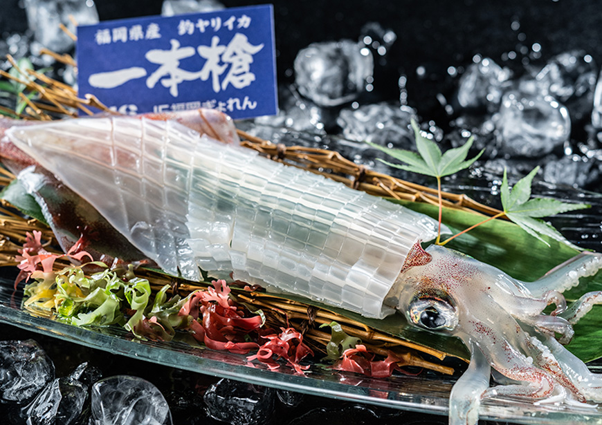 【特別会席】＜1日30食限定＞福岡のブランドヤリイカ［一本槍］を姿造りと天ぷらで
