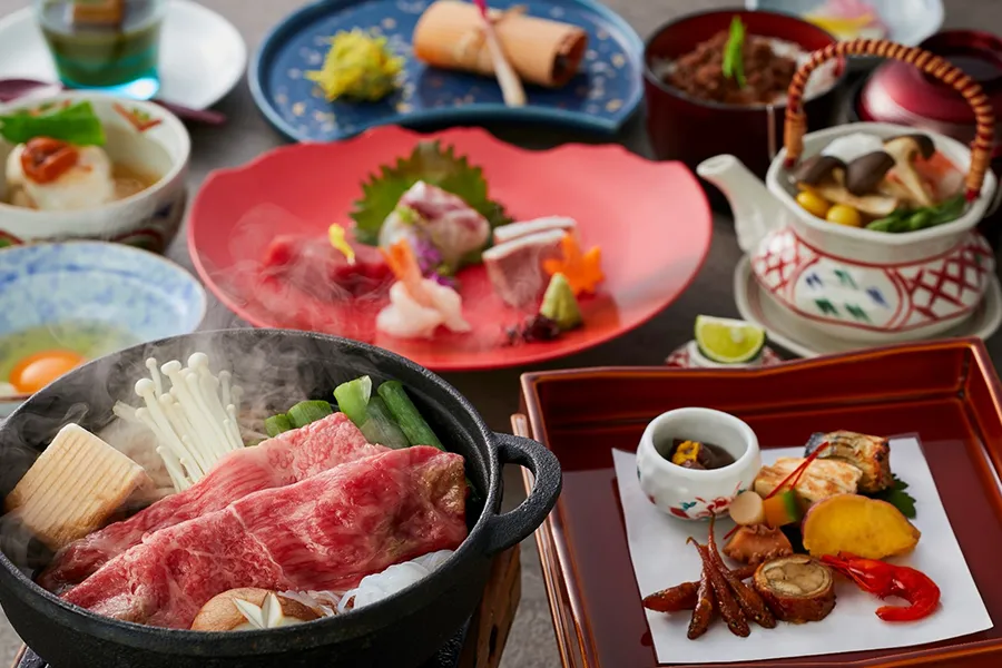 【土地の恵み会席】選べるメイン・近江牛すき焼き又は近江牛しゃぶしゃぶ