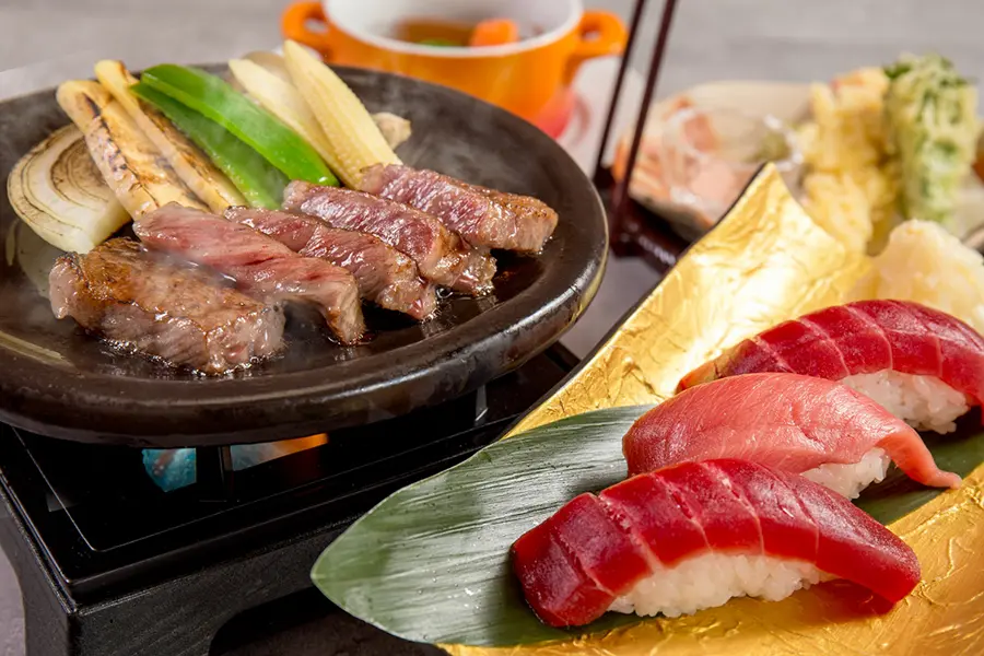 【春季限定】前沢牛石焼と大間本鮪握り寿司付会席