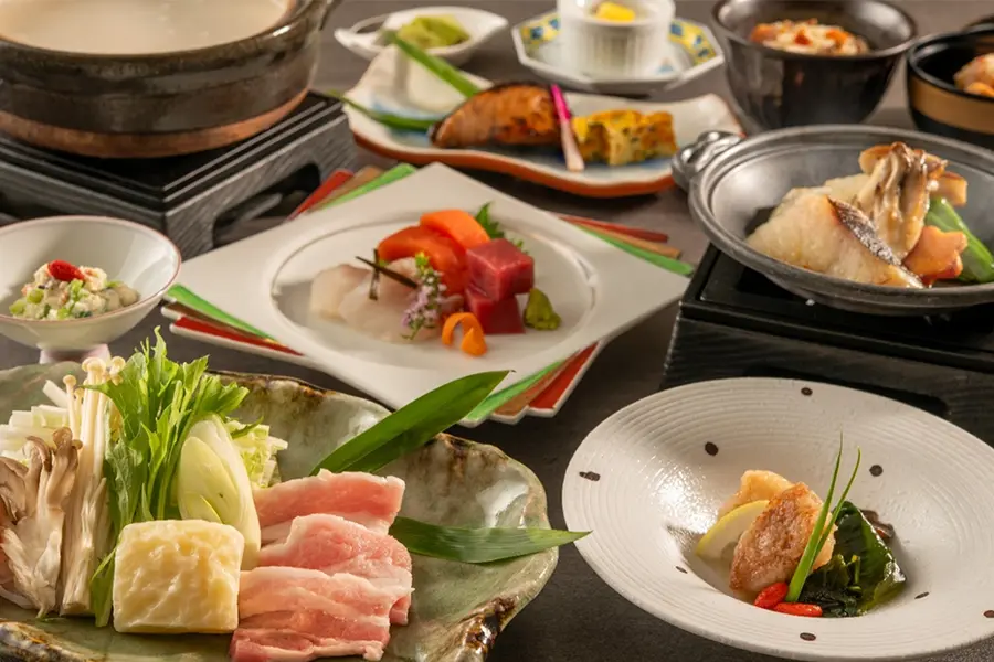 【季節の会席】冬のあじわい 旬の鱈の陶板焼に白金豚の豆乳鍋！