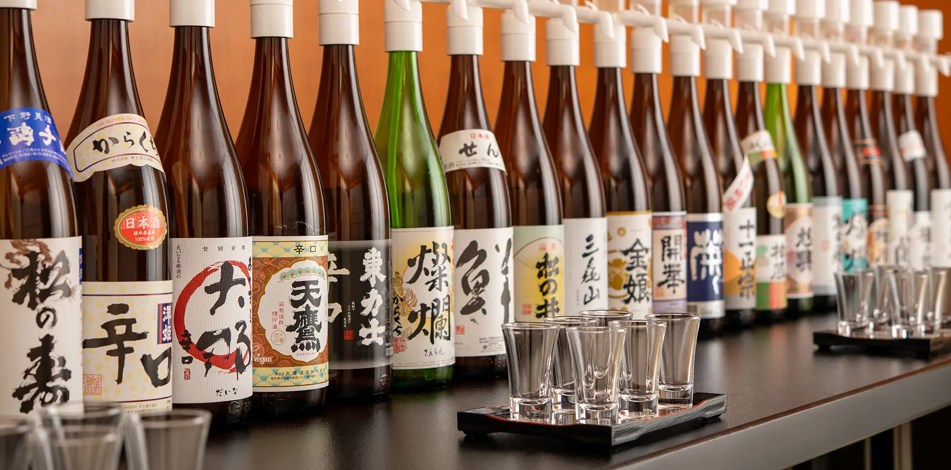 这里提供广受欢迎的畅饮套餐，您可以品尝到超过20种Tochigi清酒。