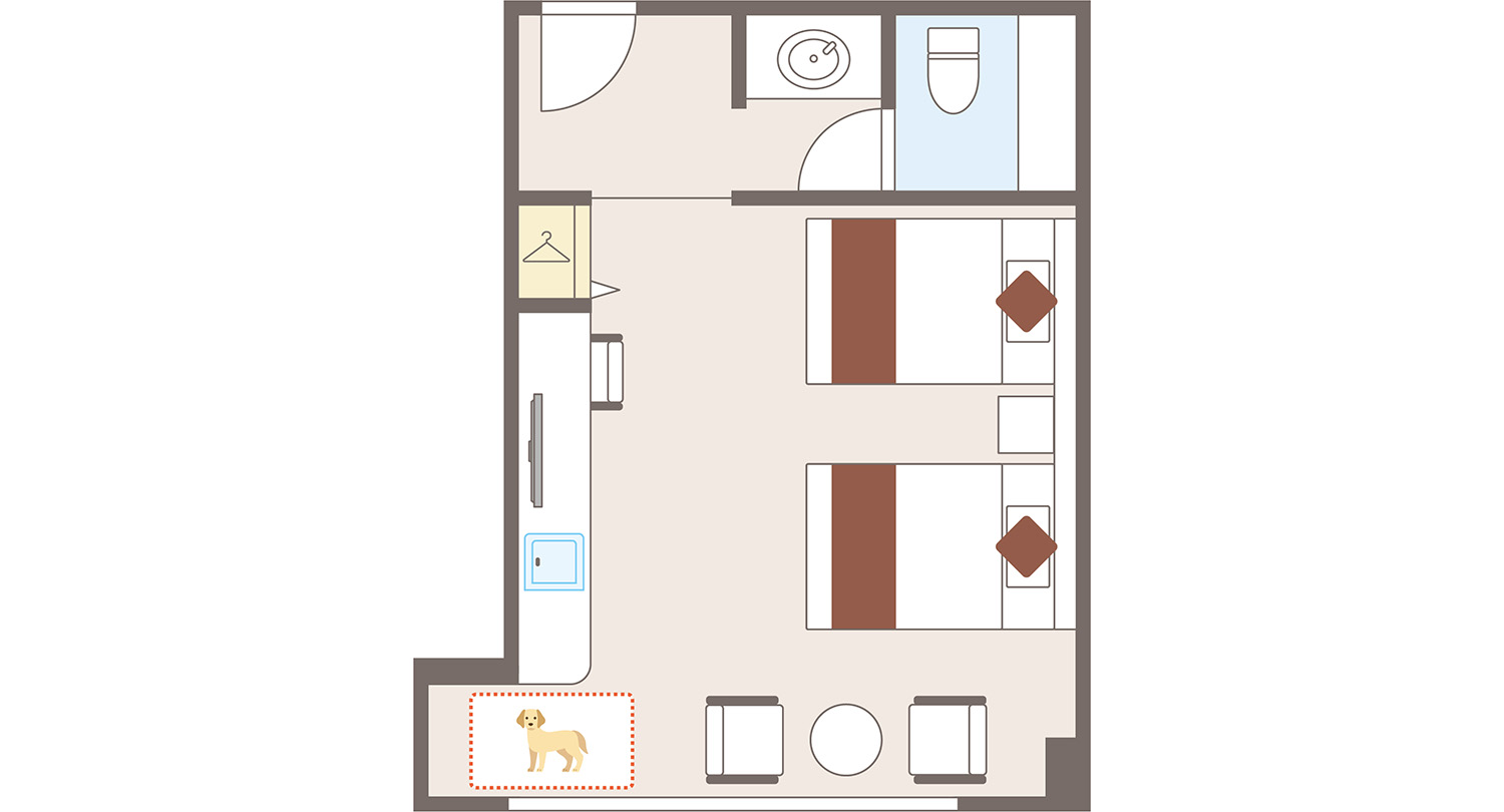Dog Room Western-style Twin Room (28 ㎡) floor plan