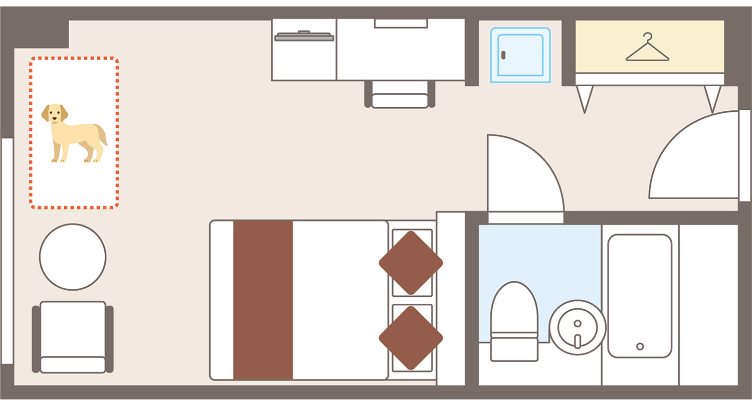 Dog room Western-Style Semi-Double Room (with bath) floor plan
