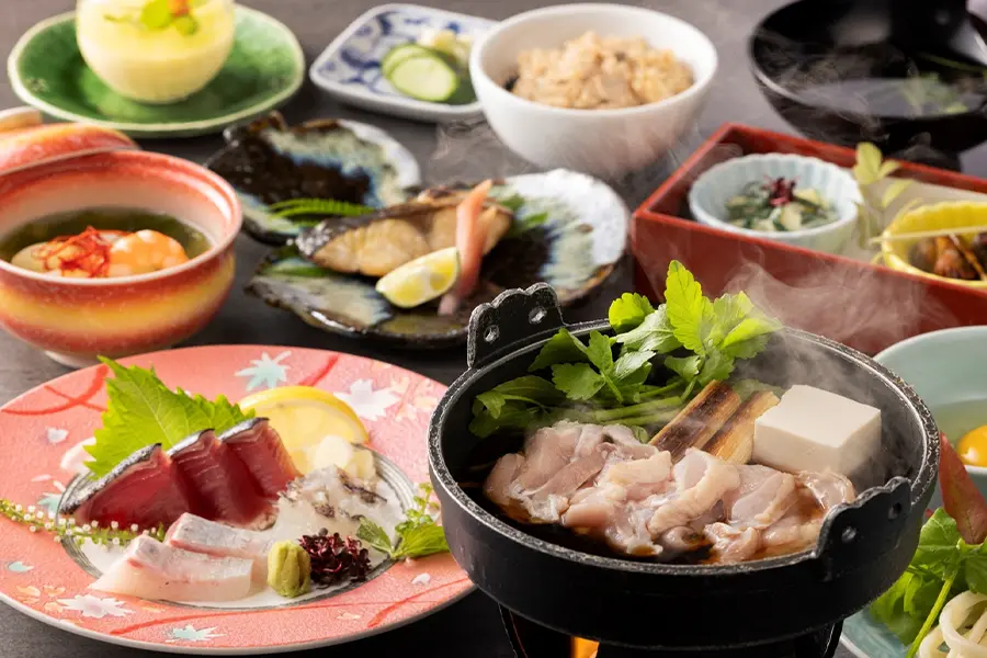 【季節の会席】県産鰹と四万十鶏を味わう冬会席