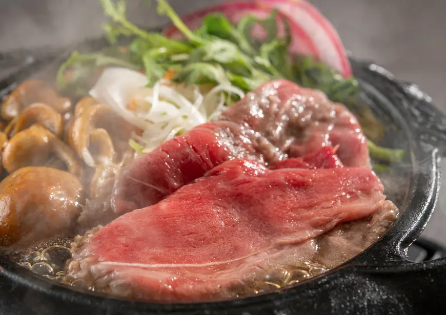 【特別会席】武州和牛の牛蒡フォンデュすき焼きと虹鱒朴葉焼きをご堪能