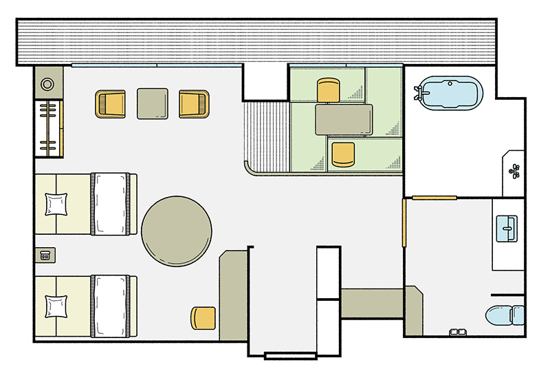 【NEW】【ドッグフレンドリールーム】プライベートドッグラン付アクセシブルスイート（バス付） レイアウト