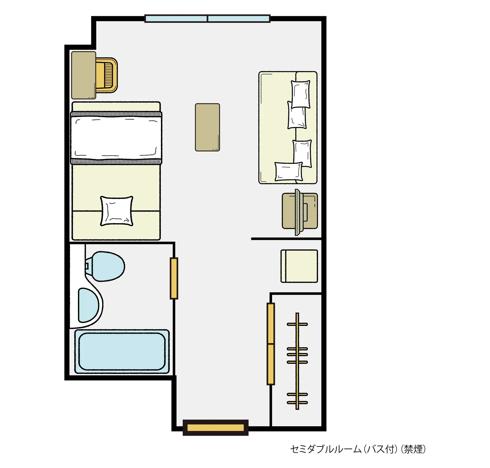 Semi-Double Room(Non-smoking) (with bath)
