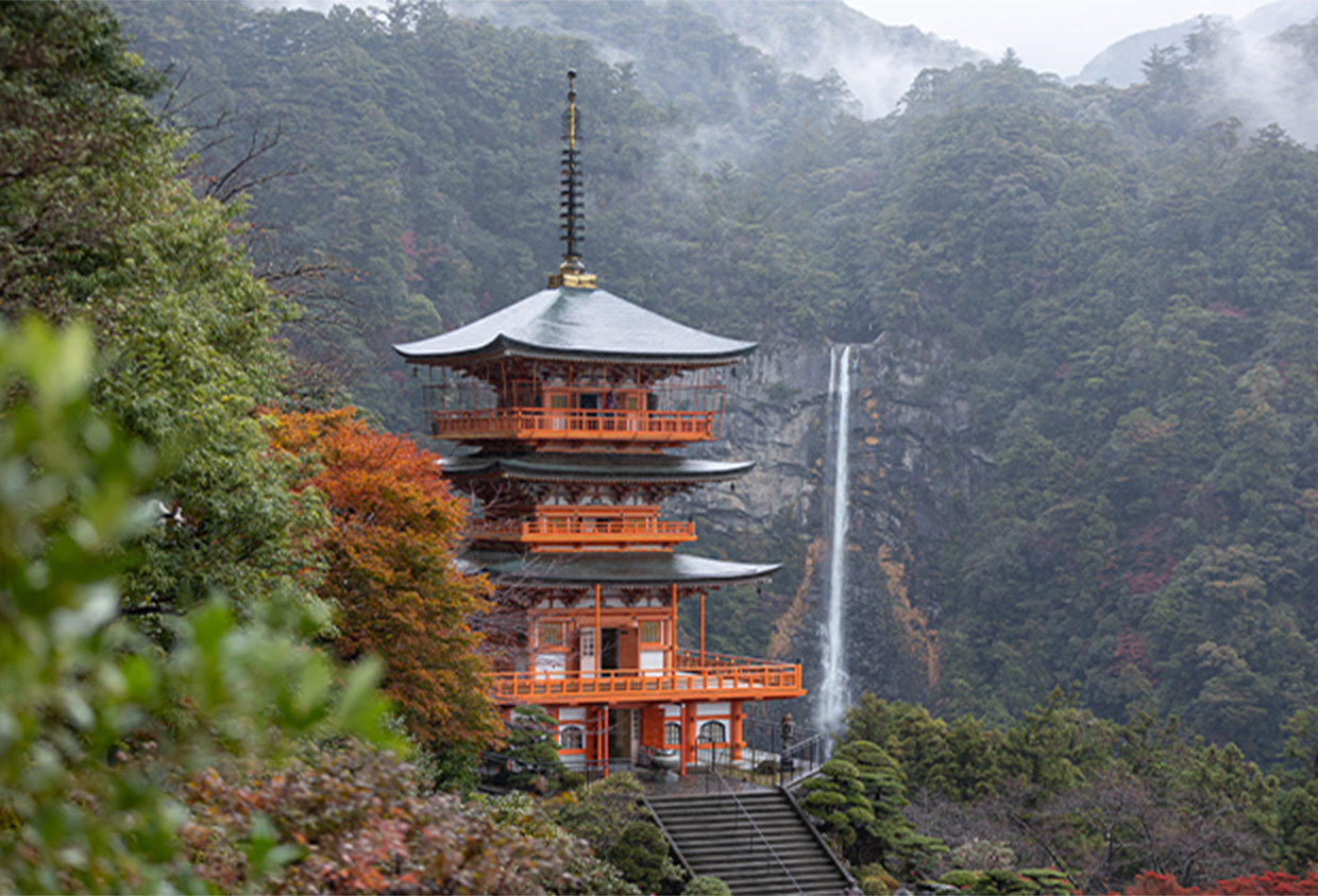 Three-storied pagoda Nachi Falls