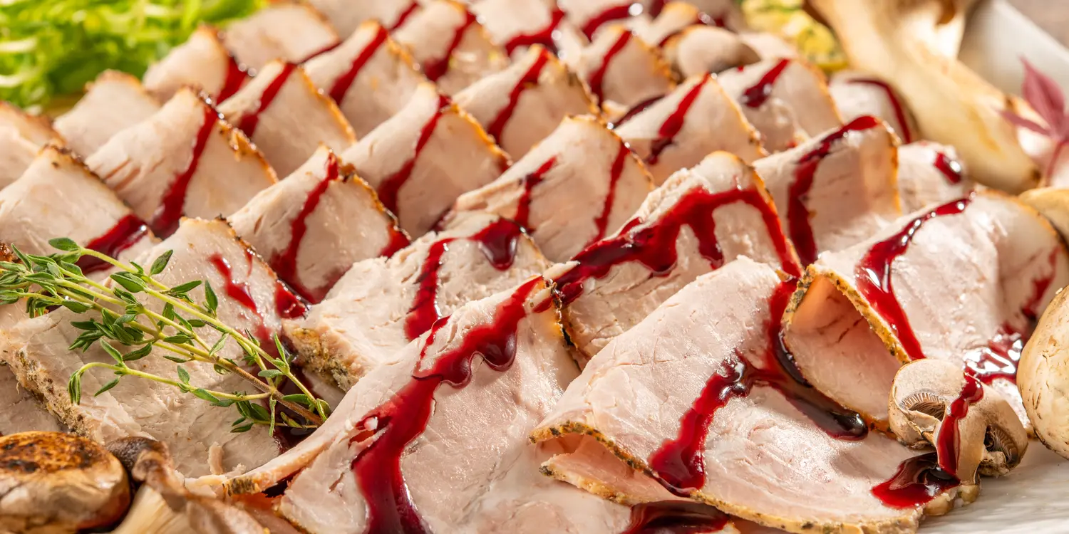 红酒蘑菇酱烤秋田堀夜猪肉