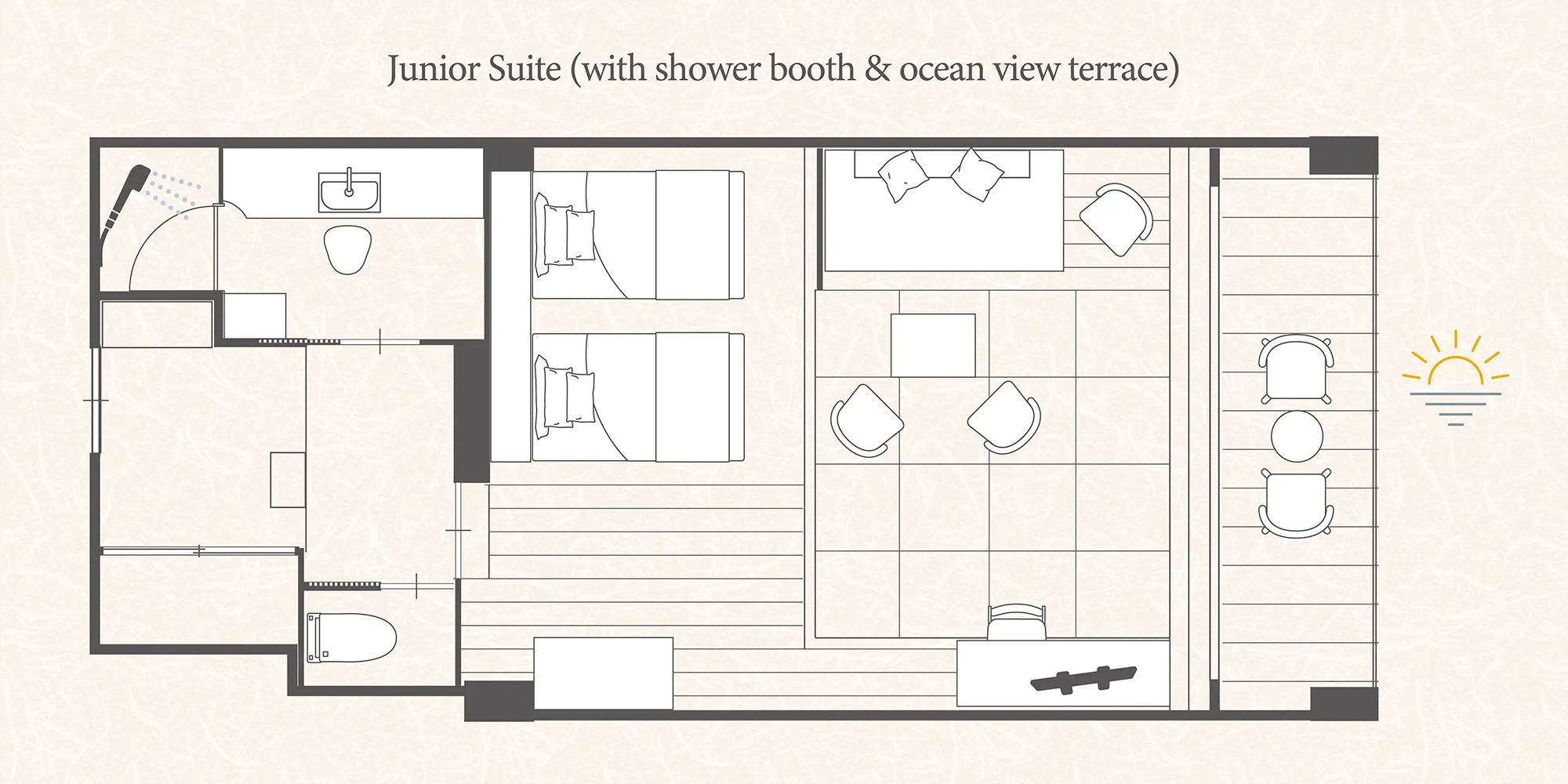 【オーシャンビューテラス付】ファミリースイート レイアウト