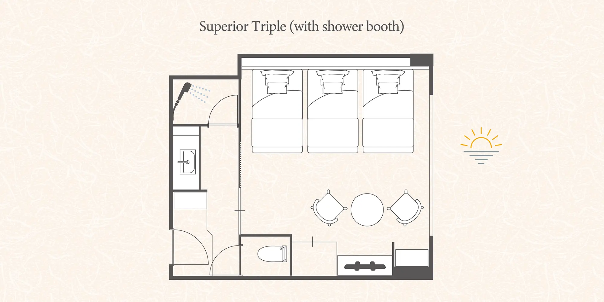 スーペリアトリプル（シャワーブース付） レイアウト