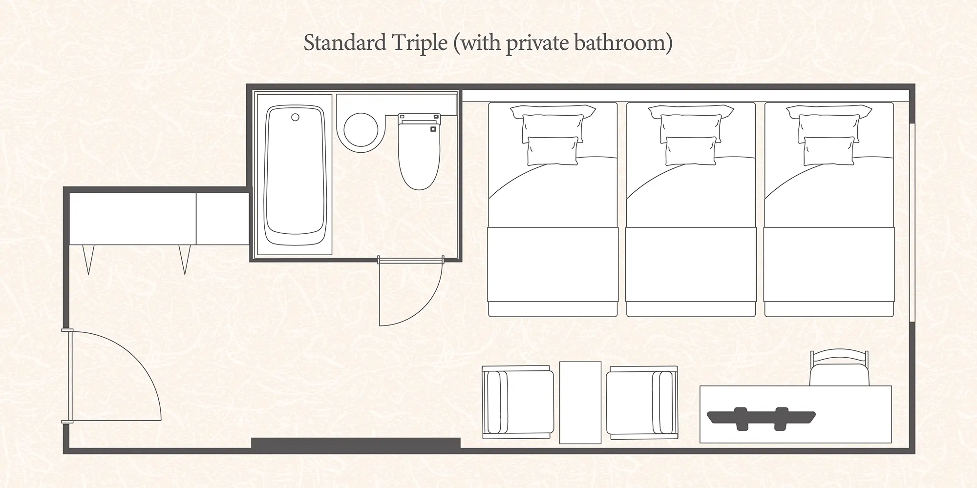 スタンダードトリプル（バス付） レイアウト