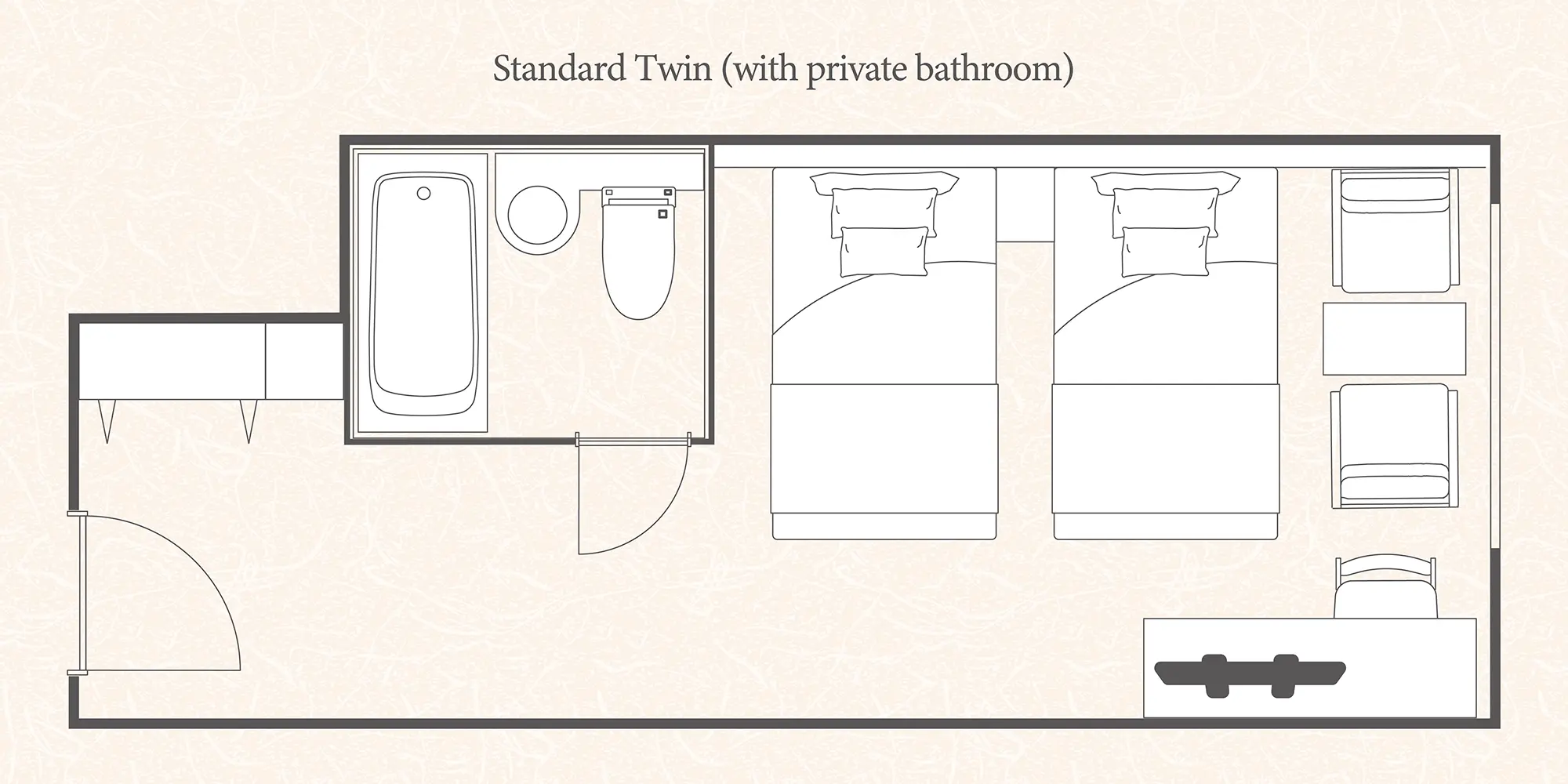 スタンダードツイン（バス付） レイアウト