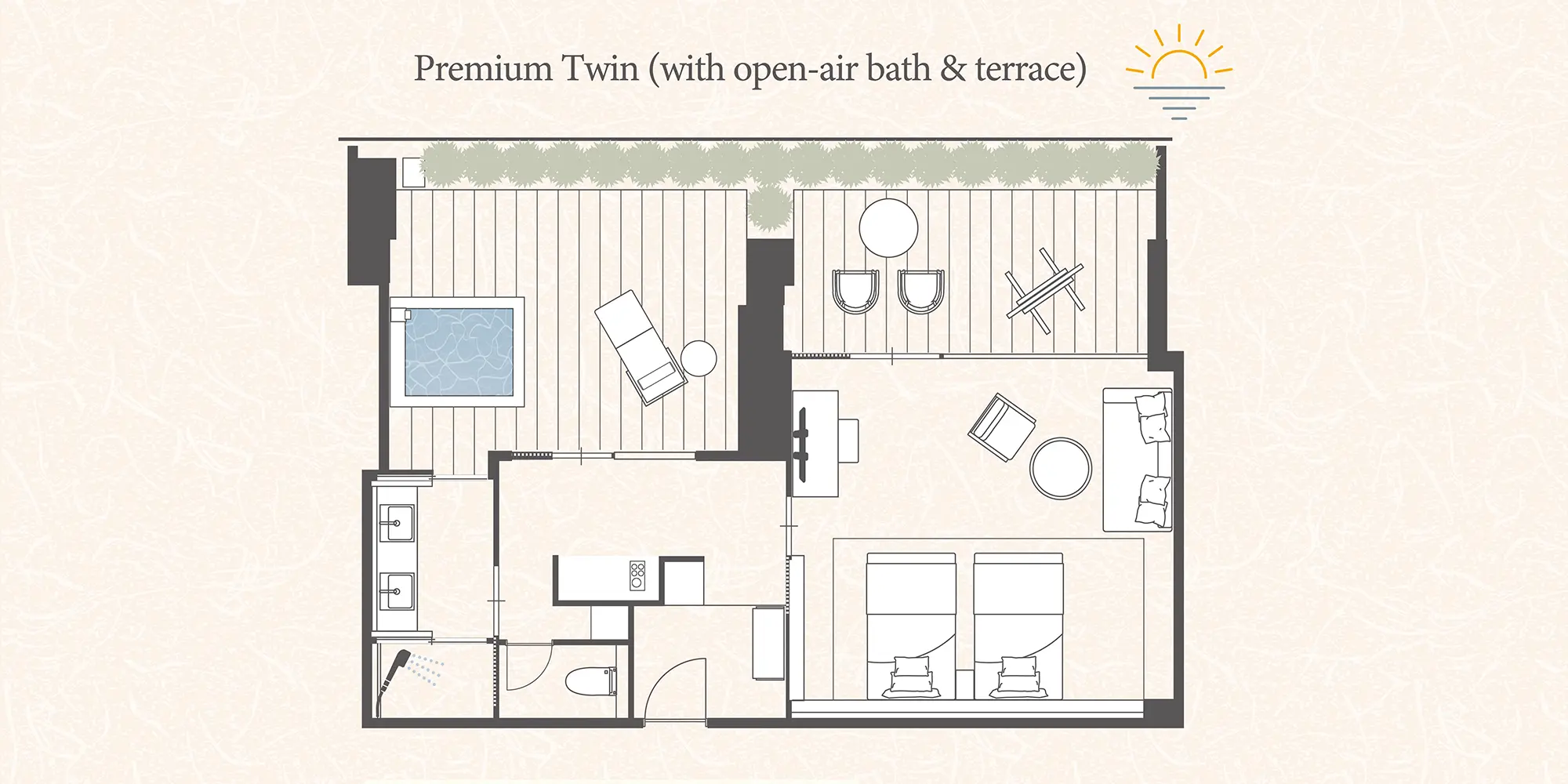 【温泉露天風呂付き】プレミアムルーム～潮風テラス～ レイアウト