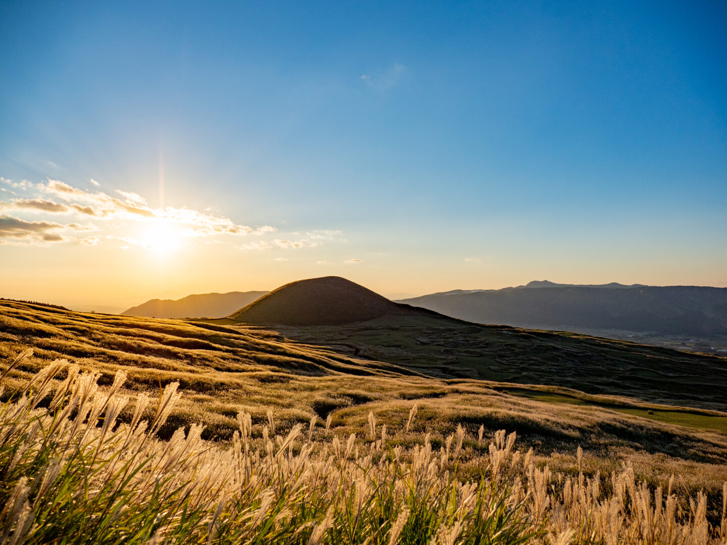 Japanese silver grass and rice mounds