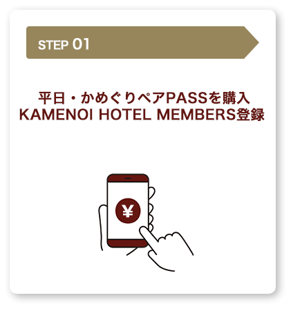 かめぐりペアPASSを購入 KAMENOI HOTEL MEMBERS登録