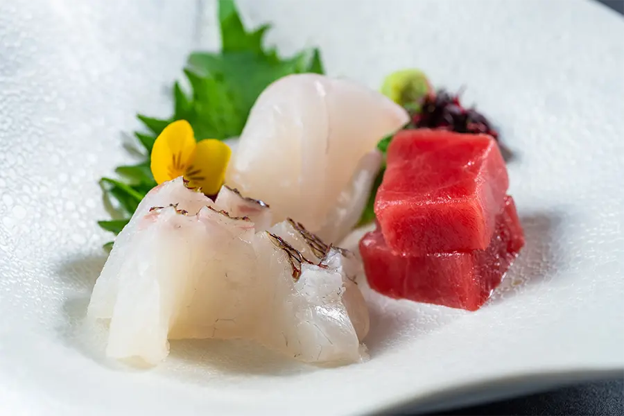 【土地の恵み会席】お造り三種